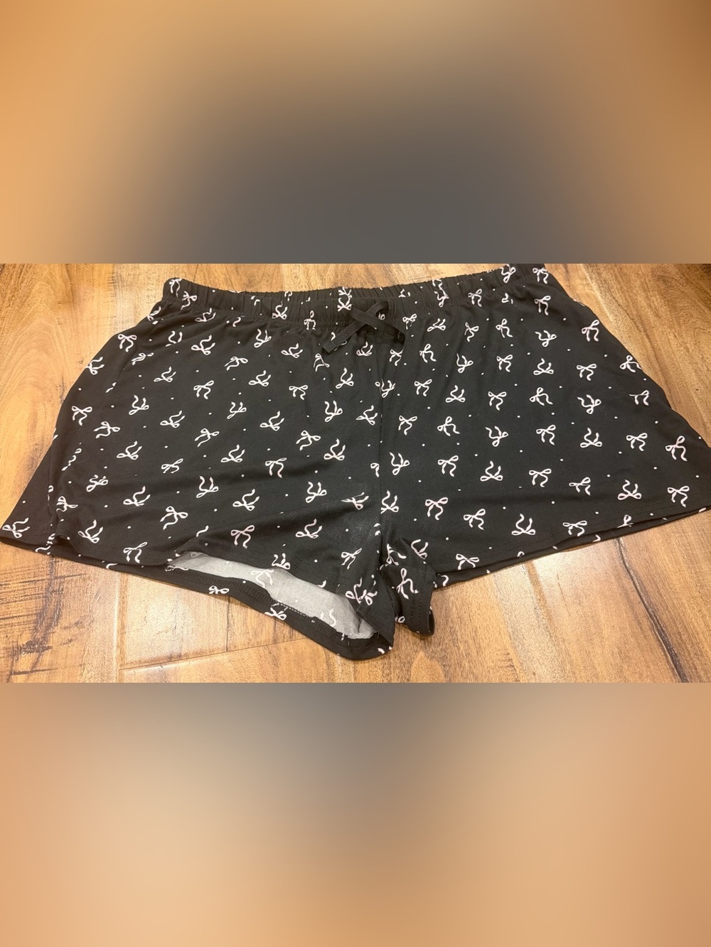 No Boundaries Black Shorts with Light Pink Bow Print